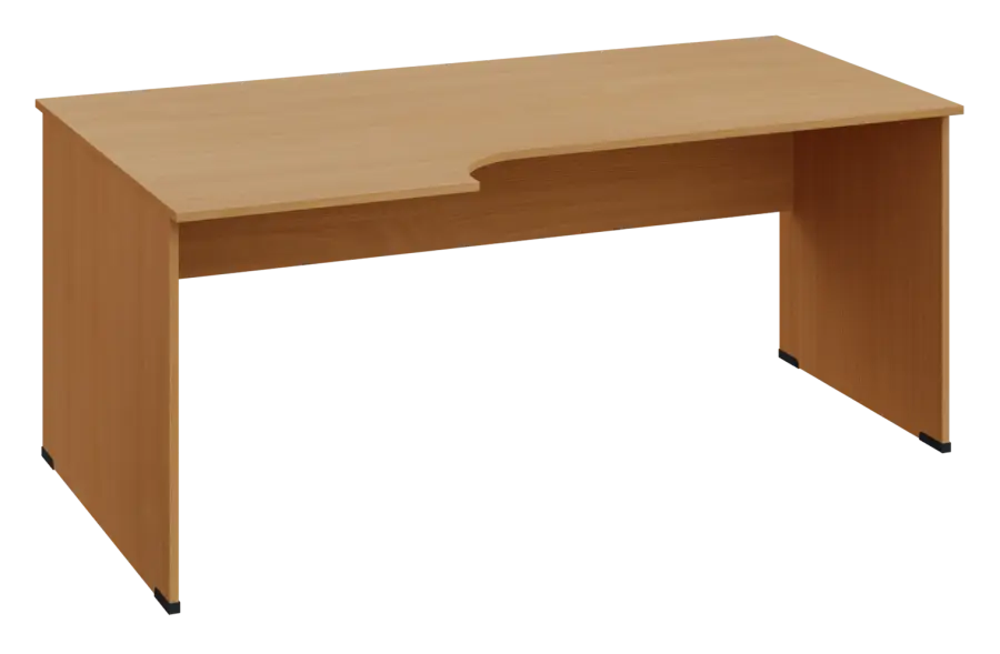 ERL 28 - 186 stůl kancelářský, rohový, levý, dřevěná podnož, deska 25 mm, široký 1800 mm, buk Royal